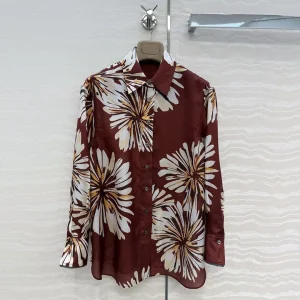 French Elegant 100% Silk Shirt Women Vintage Beach Style Floral Print Pattern Lapel Long Sleeve Loose Casual Chic Blouse - AliExpress Shirts & Blouses