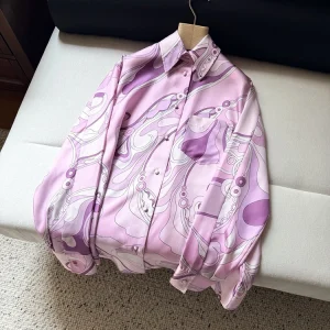 Spring Summer Fashion Daily Casual Geometric Print Silk Blouses Women's Turn-down Collar Loose Single Breasted Long Sleeve Shirt - AliExpress Shirts & Blouses