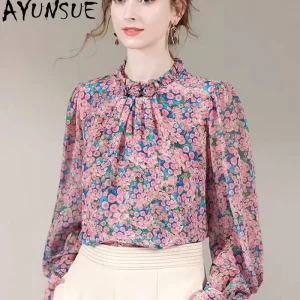 AYUNSUE 100% Mulberry Real Silk Blouse Elegant Blouses for Women Spring Summer Clothes Long Sleeve Womens Tops 2026 Blusa Mujer - AliExpress Shirts & Blouses