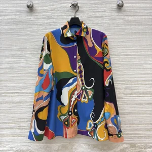 Summer Summer Fashion Vintage Geometric Print Silk Blouses Women's Turn-down Collar Single Breasted Long Sleeve Loose Shirt - AliExpress Shirts & Blouses