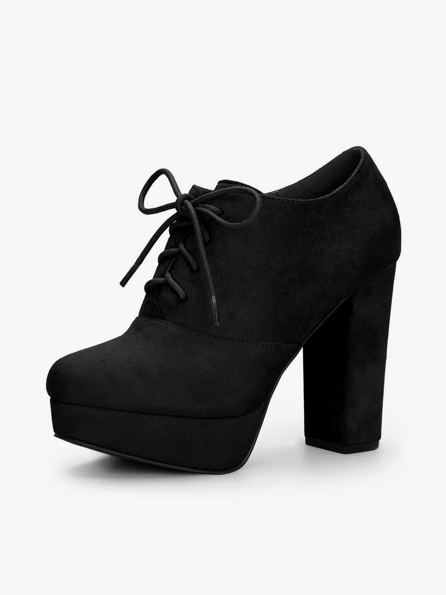 Platform Chunky Heel Lace Up Leopard Print Booties Black/6 - Allegra K catalog