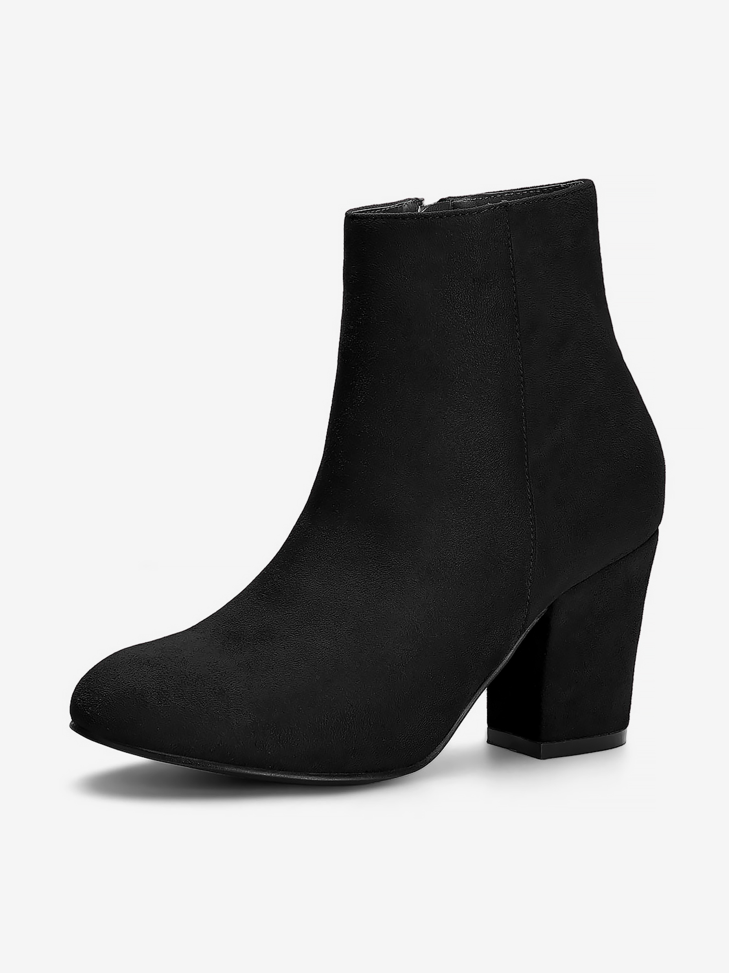 Round Toe Side Zip Chunky Heel Ankle Boots Black/6 - Allegra K catalog
