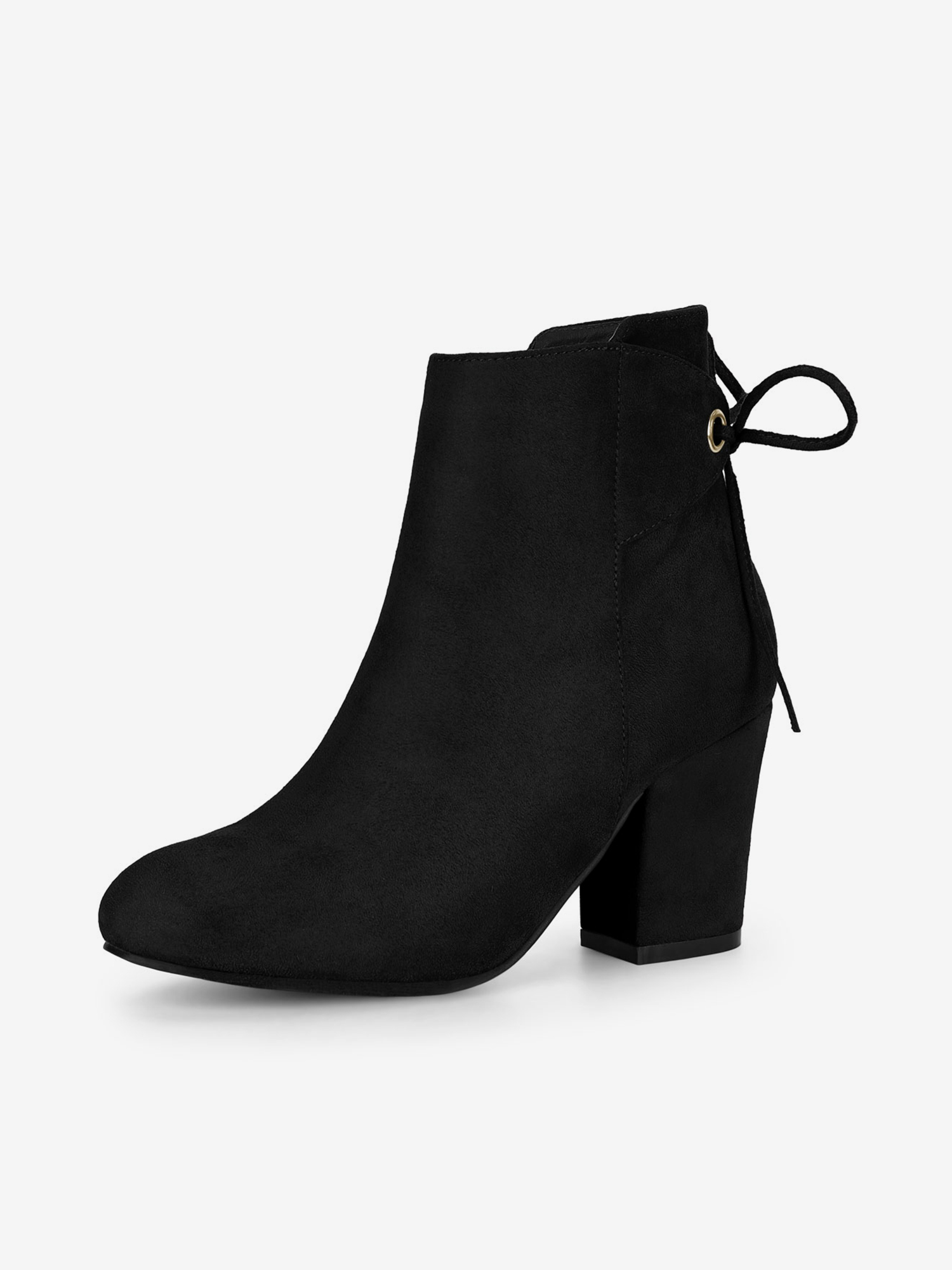 Round Toe Block Heel Zipper Lace Up Ankle Boots Black/7 - Allegra K catalog