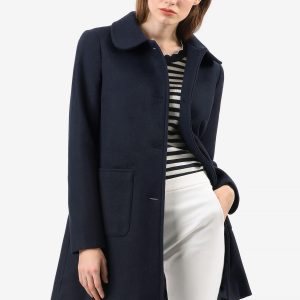 Turn Down Collar Single Breasted Winter Outwear Trench Coat Blue/M - Allegra K catalog