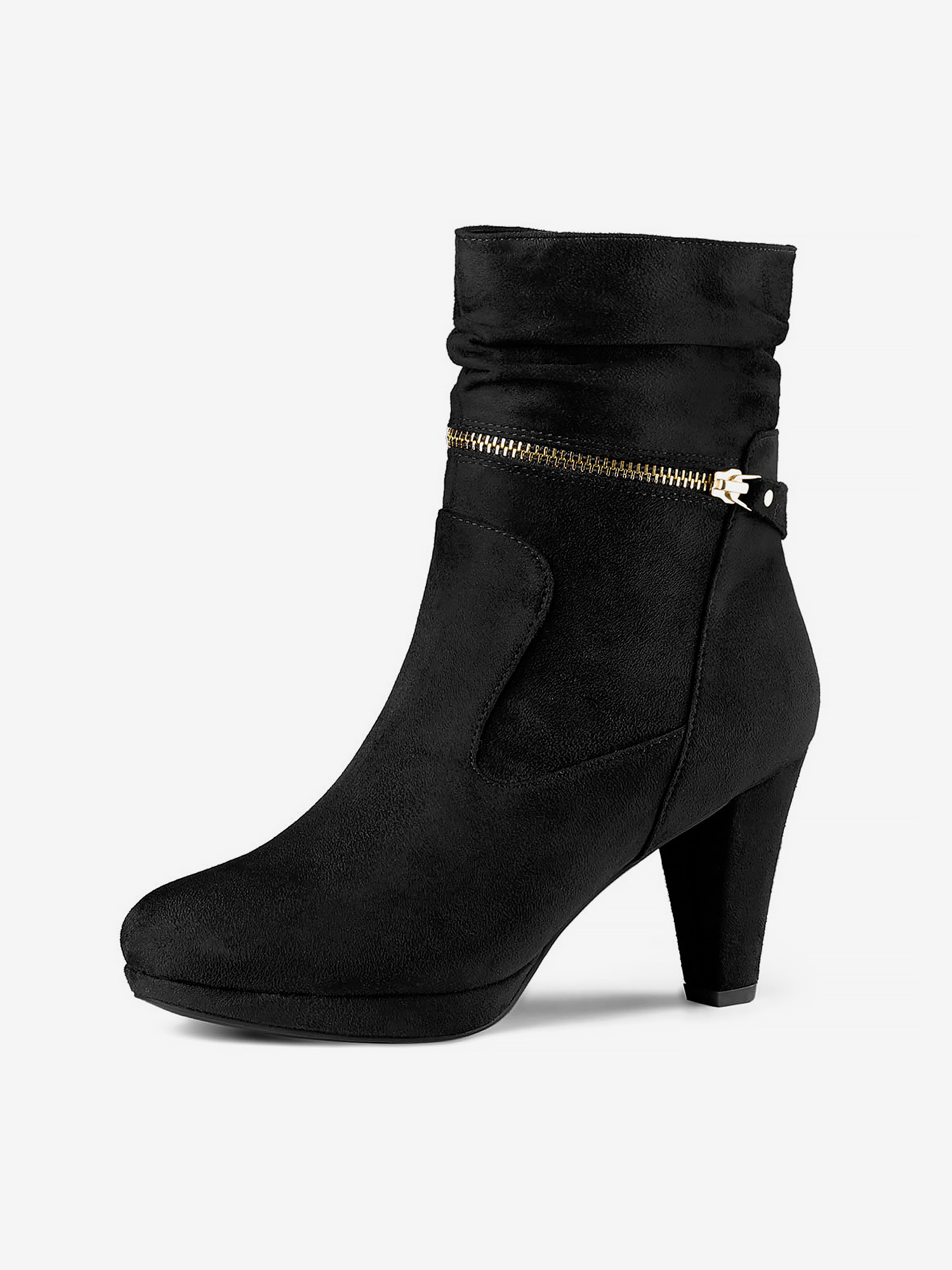 Ankle Zip Platform High Heel Mid Calf Boots Black/7.5 - Allegra K catalog