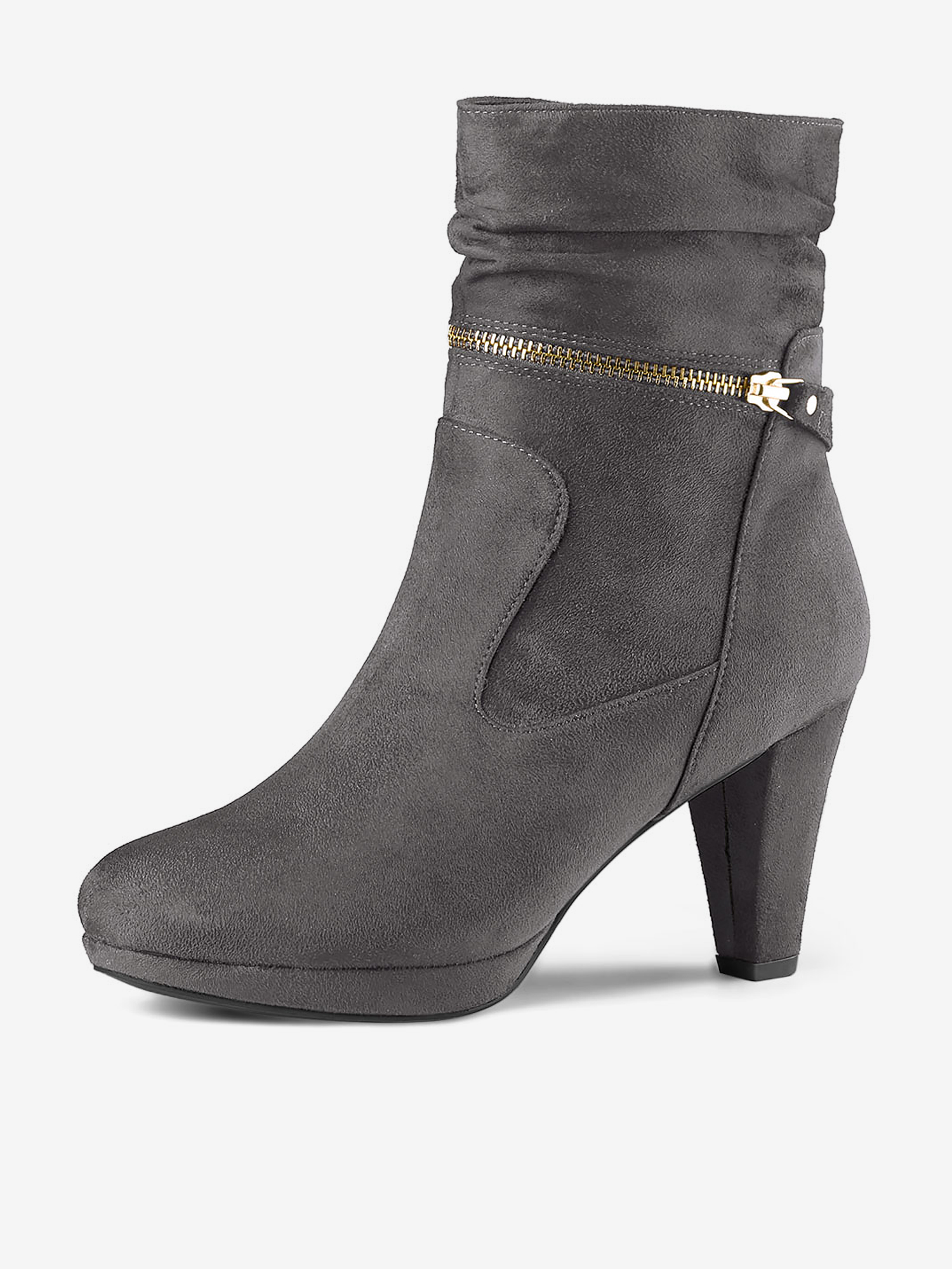 Ankle Zip Platform High Heel Mid Calf Boots Grey/6.5 - Allegra K catalog