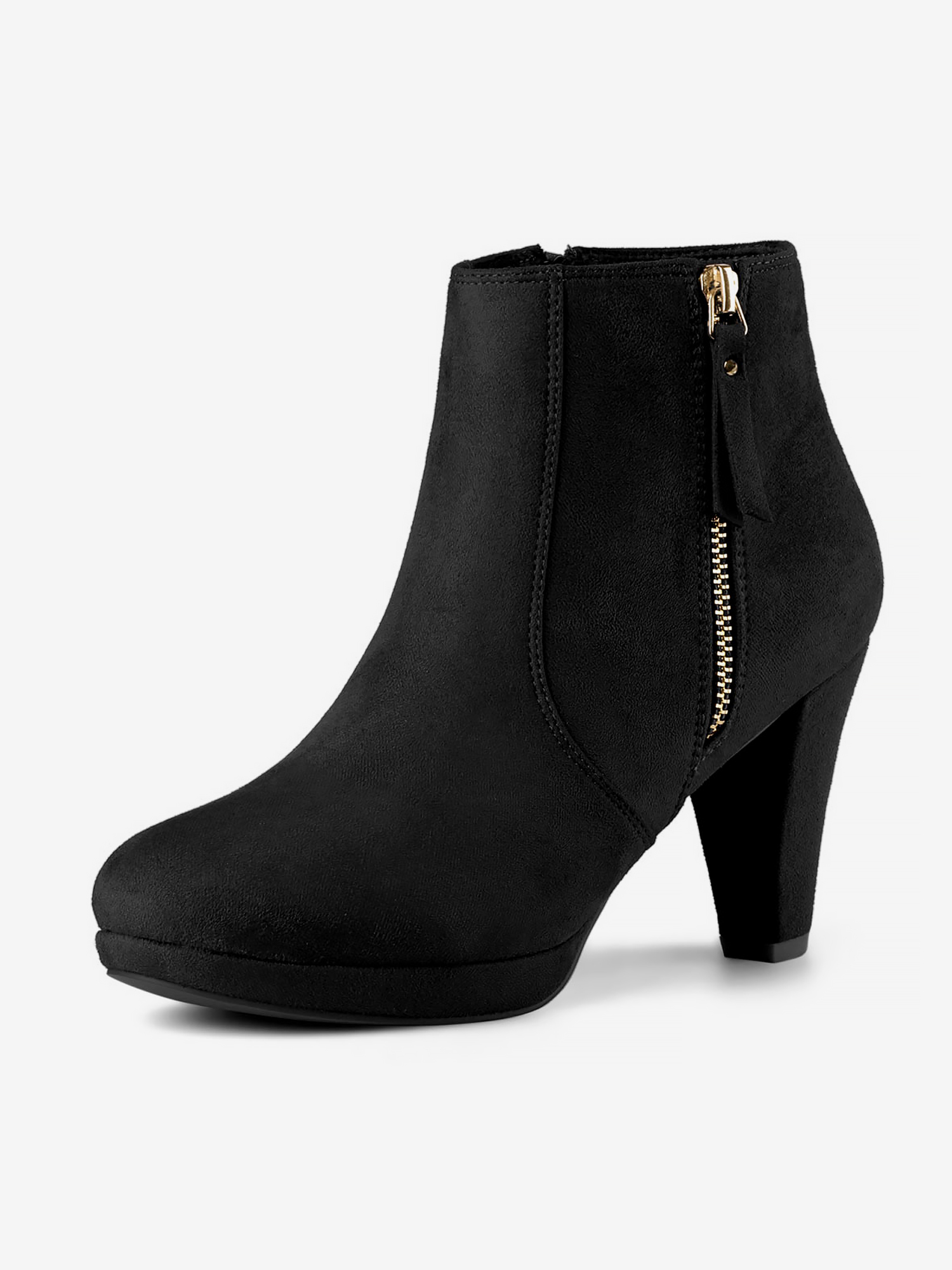 Side Zipper Low Platform Chunky Heel Ankle Booties Black/9.5 - Allegra K catalog