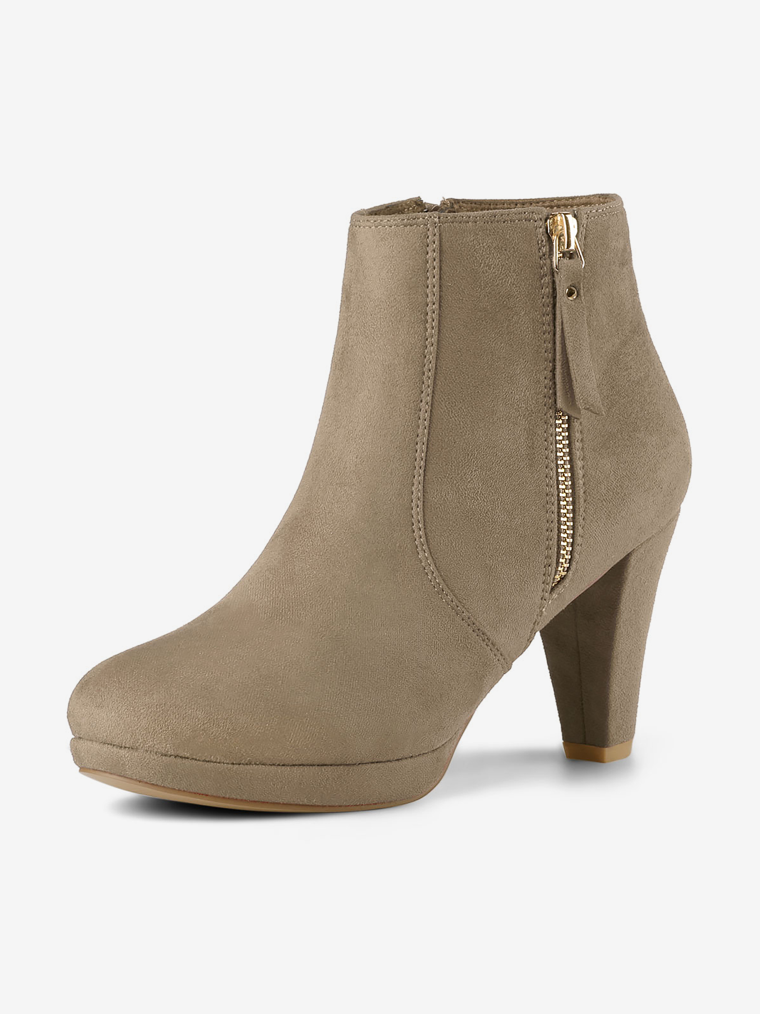Side Zipper Low Platform Chunky Heel Ankle Booties Nude/8 - Allegra K catalog
