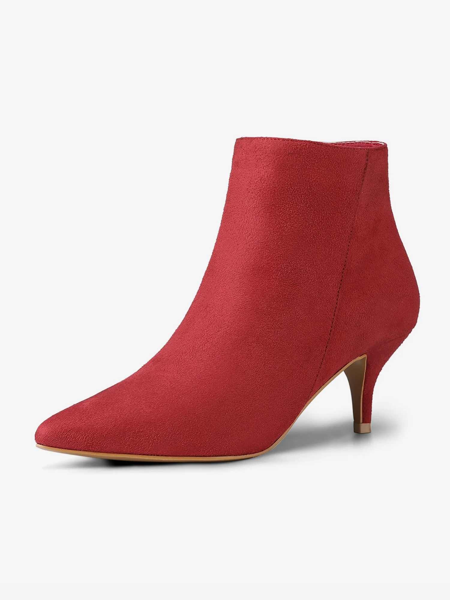 Pointed Toe Zip Stiletto Kitten Heel Ankle Booties Red/9 - Allegra K catalog