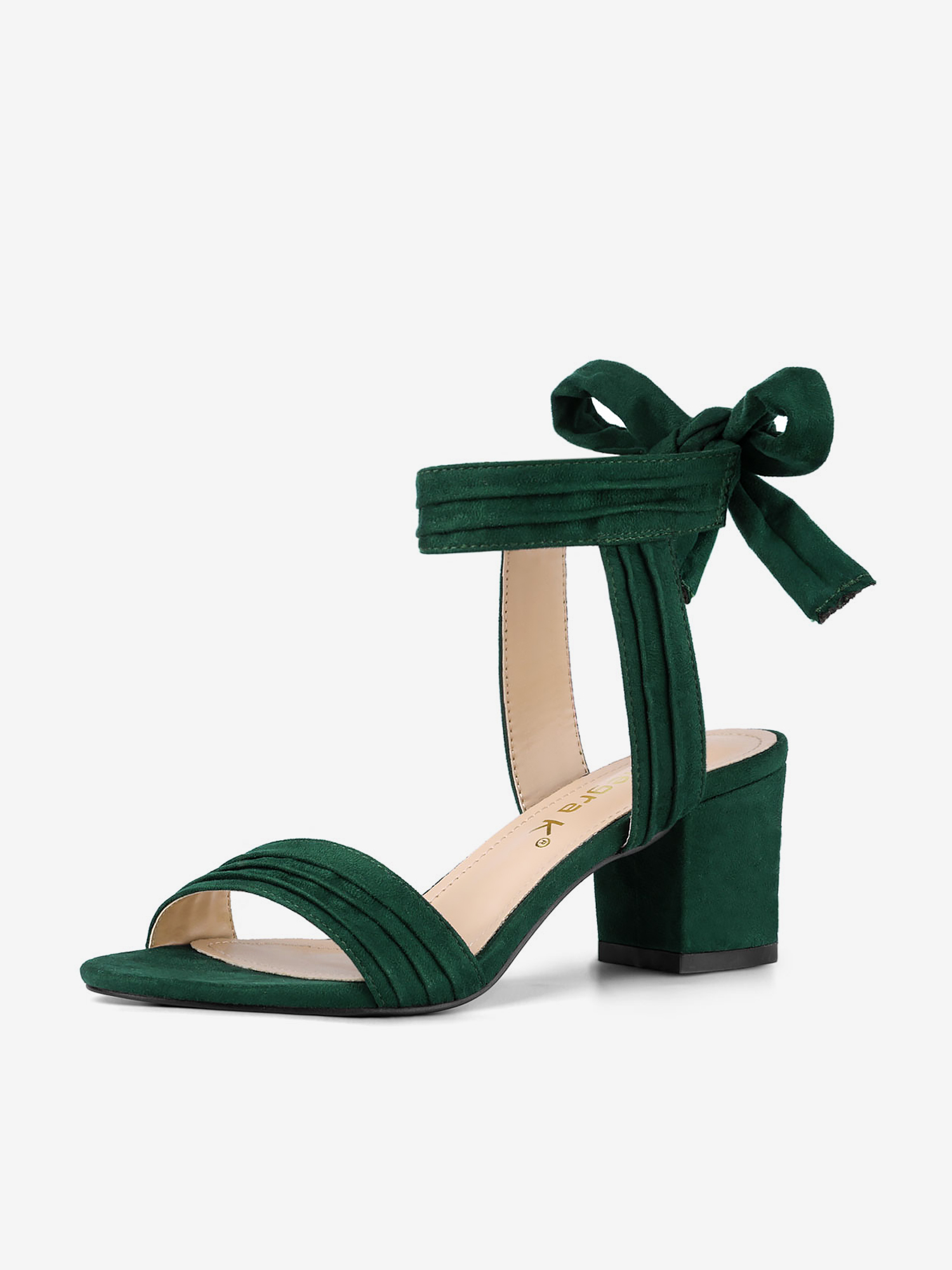Open Toe Ankle Tie Back Block Heel Sandals Green/8 - Allegra K catalog