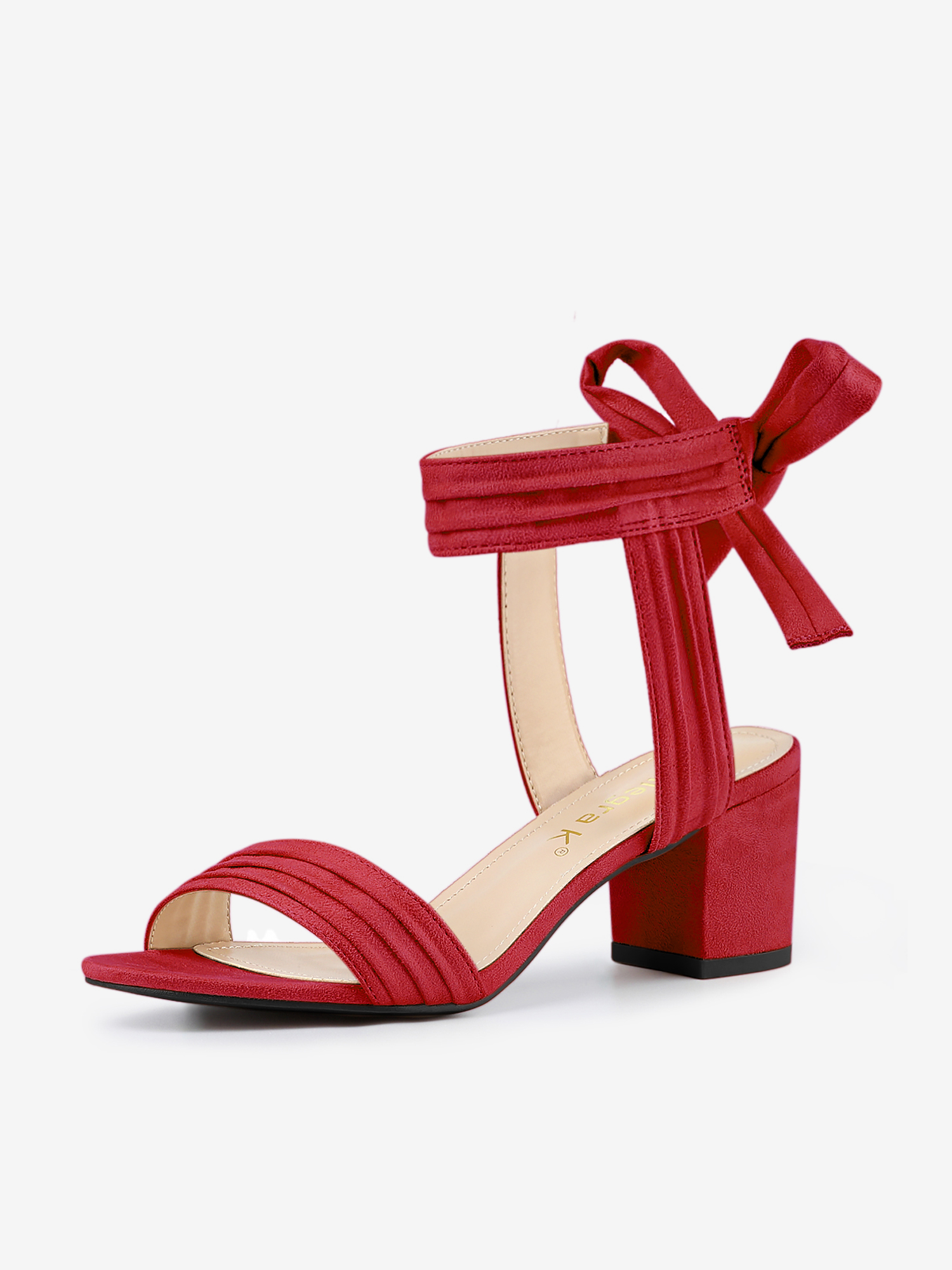 Open Toe Ankle Tie Back Block Heel Sandals Red/5.5 - Allegra K catalog