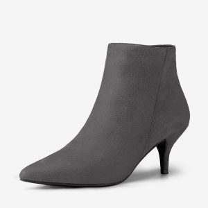 Pointed Toe Zip Stiletto Kitten Heel Ankle Booties Gray/10 - Allegra K catalog