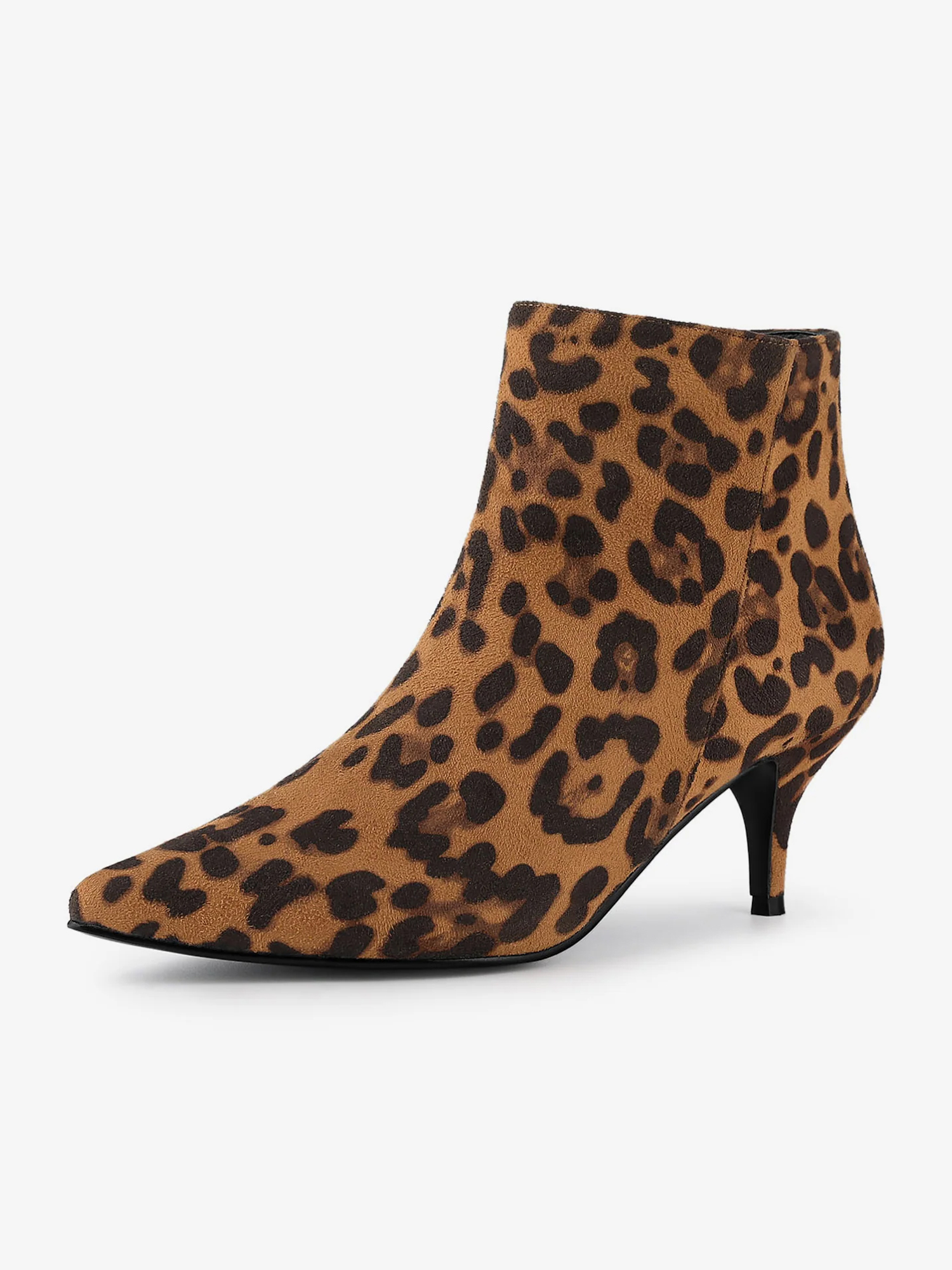 Pointed Toe Zip Stiletto Kitten Heel Ankle Booties Leopard/7.5 - Allegra K catalog