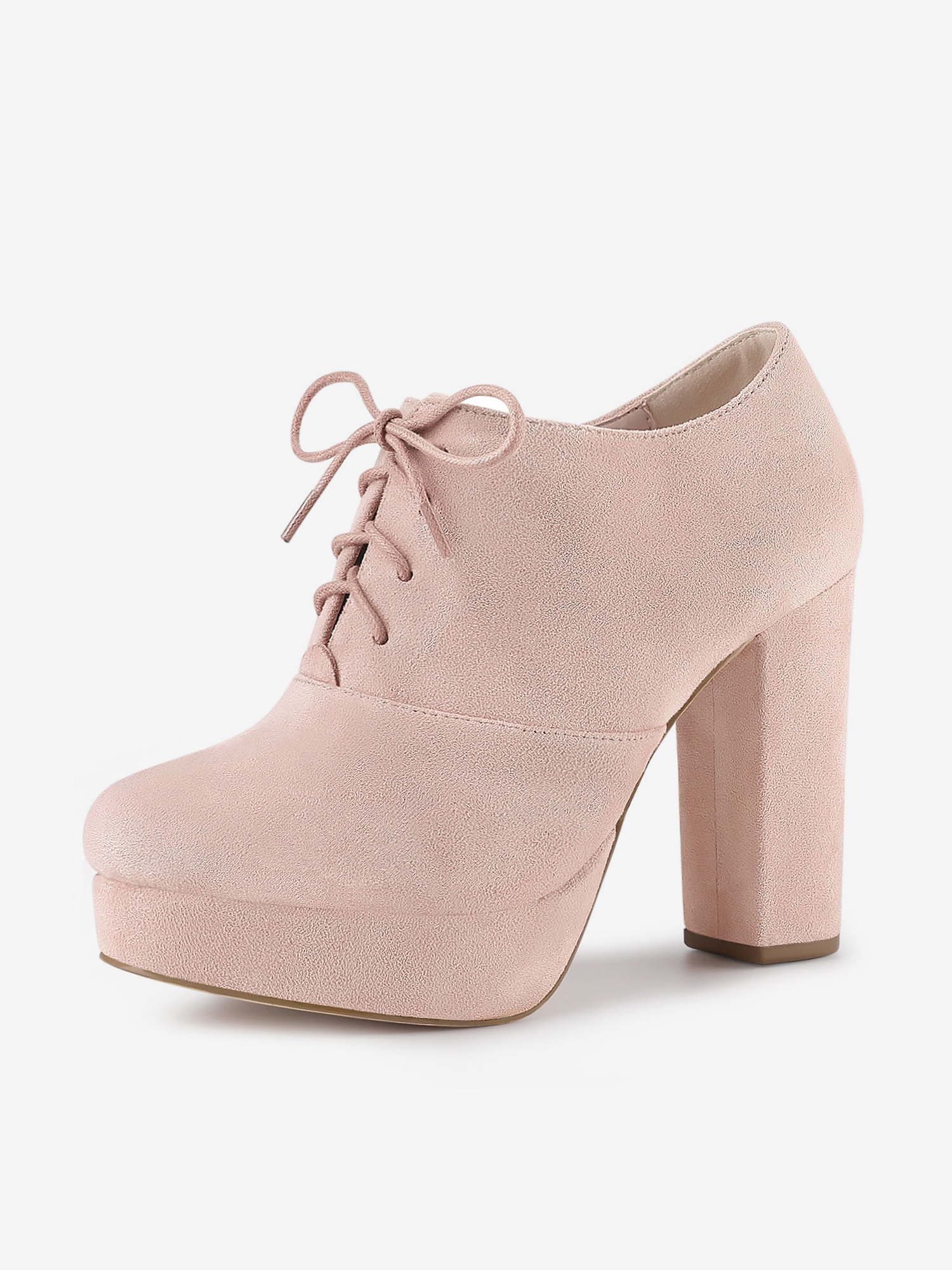 Platform Chunky Heel Lace Up Leopard Print Booties Dusty Pink/6 - Allegra K catalog