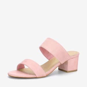 Block Heel Round Toe Dual Straps Slide Sandals Pink/9 - Allegra K catalog