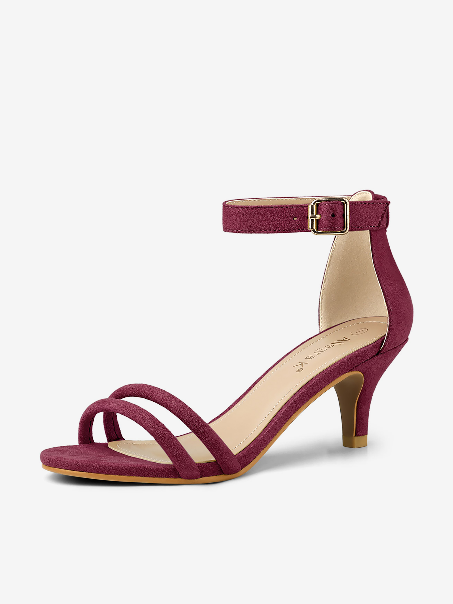 Kitten Heel Ankle Strap Sandals Shoes Burgundy/6.5 - Allegra K catalog