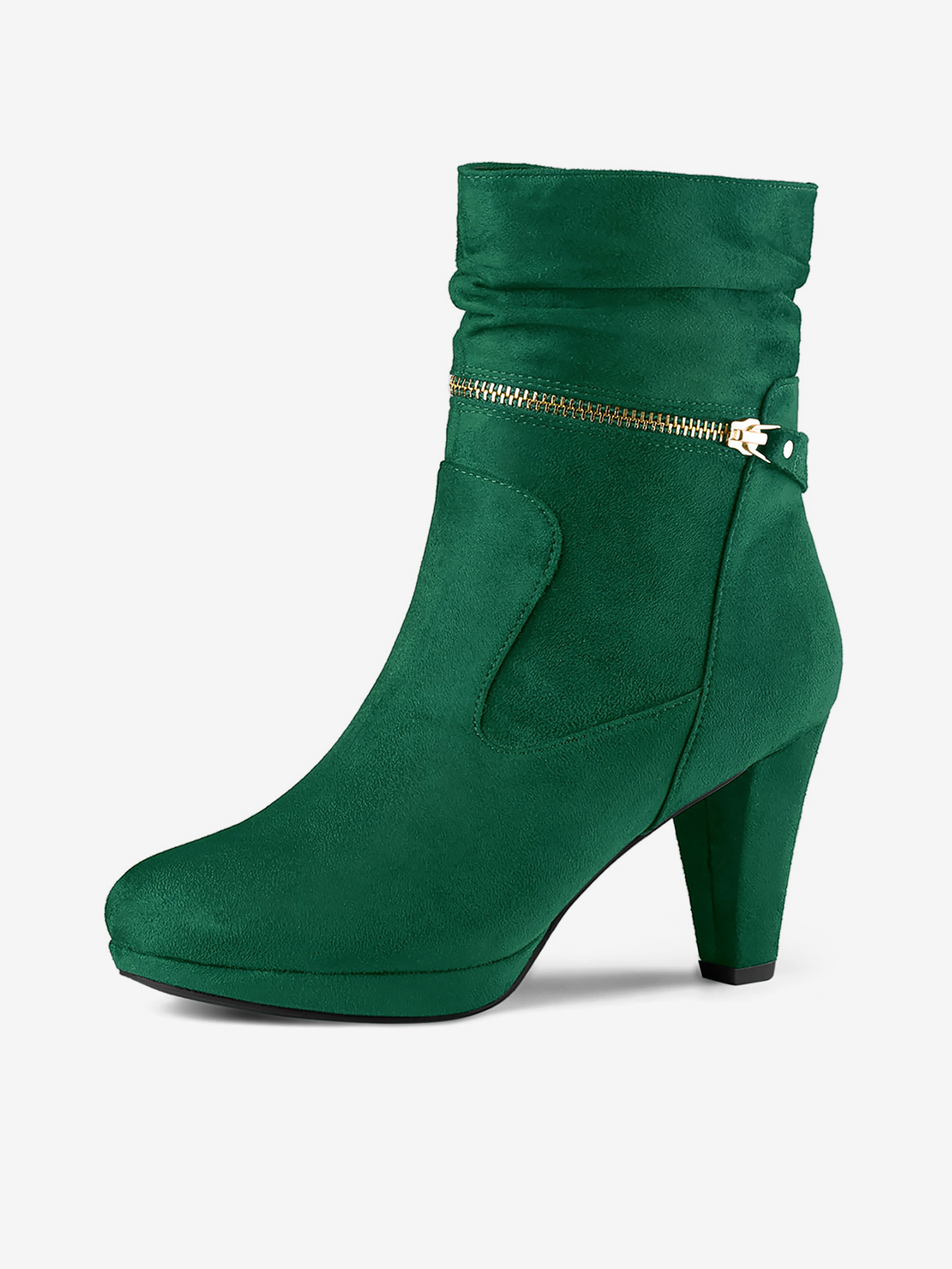 Ankle Zip Platform High Heel Mid Calf Boots Emerald Green/9 - Allegra K catalog