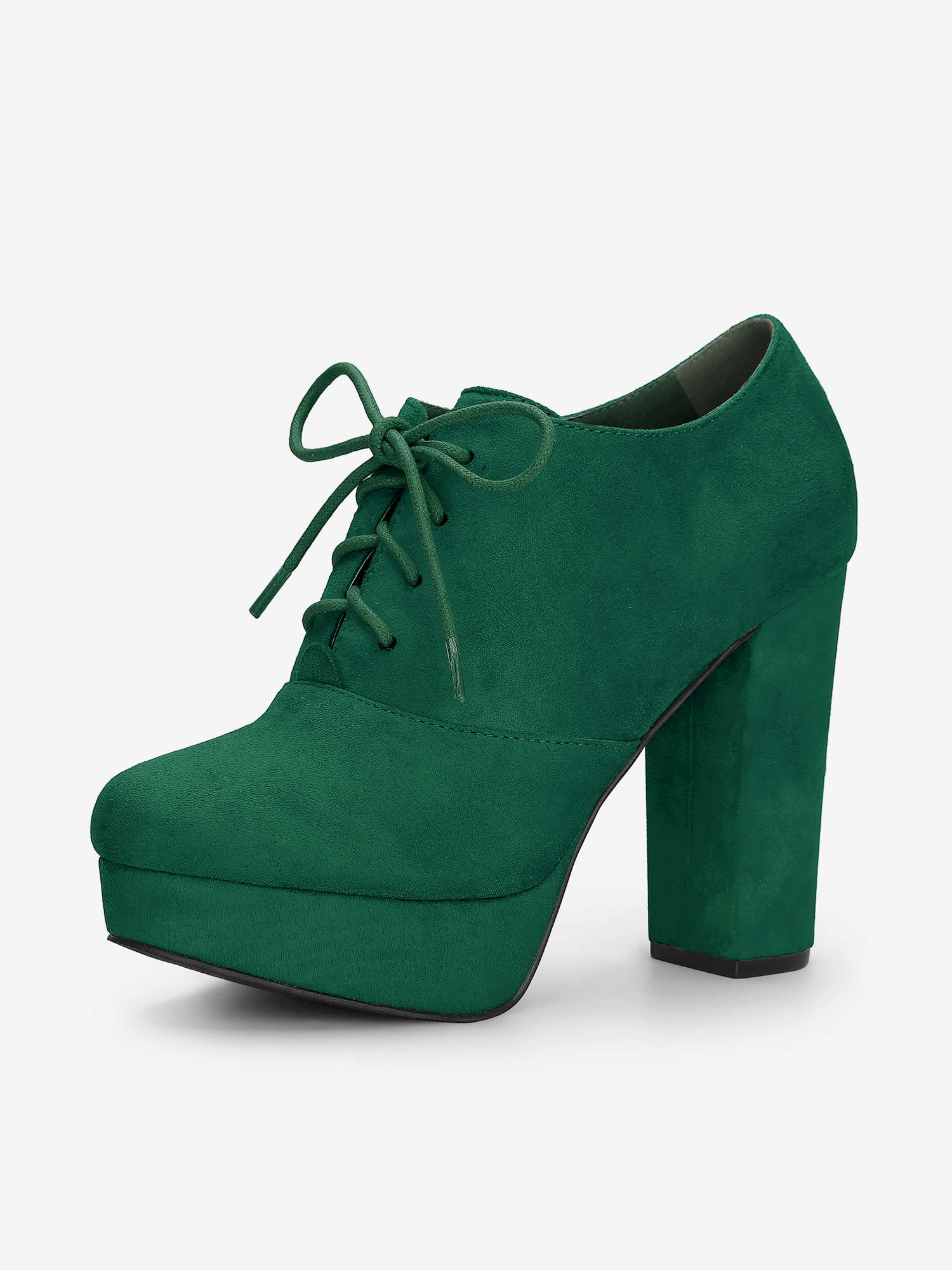 Platform Chunky Heel Lace Up Leopard Print Booties Emerald Green/10 - Allegra K catalog