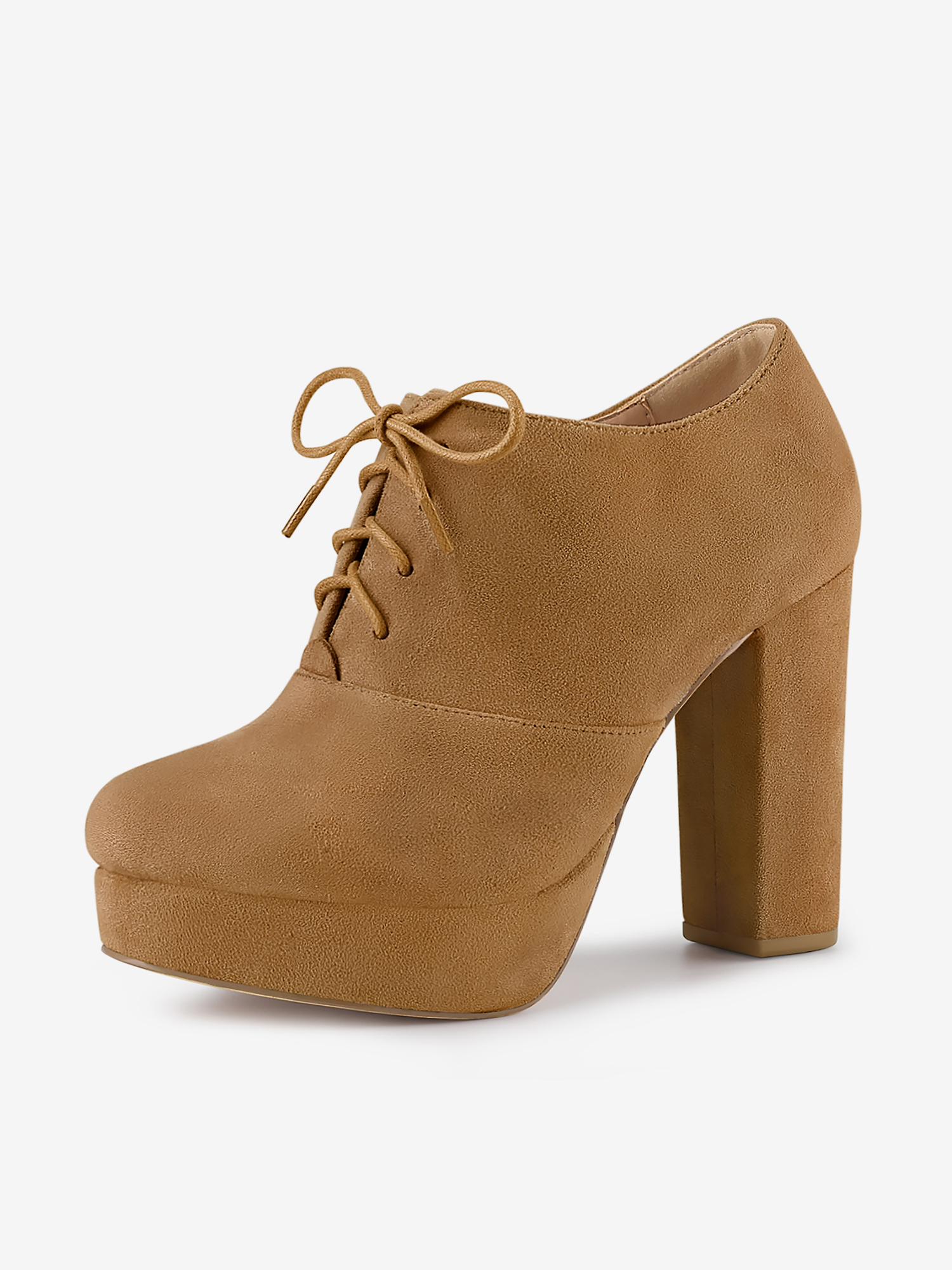 Platform Chunky Heel Lace Up Leopard Print Booties Brown/7 - Allegra K catalog
