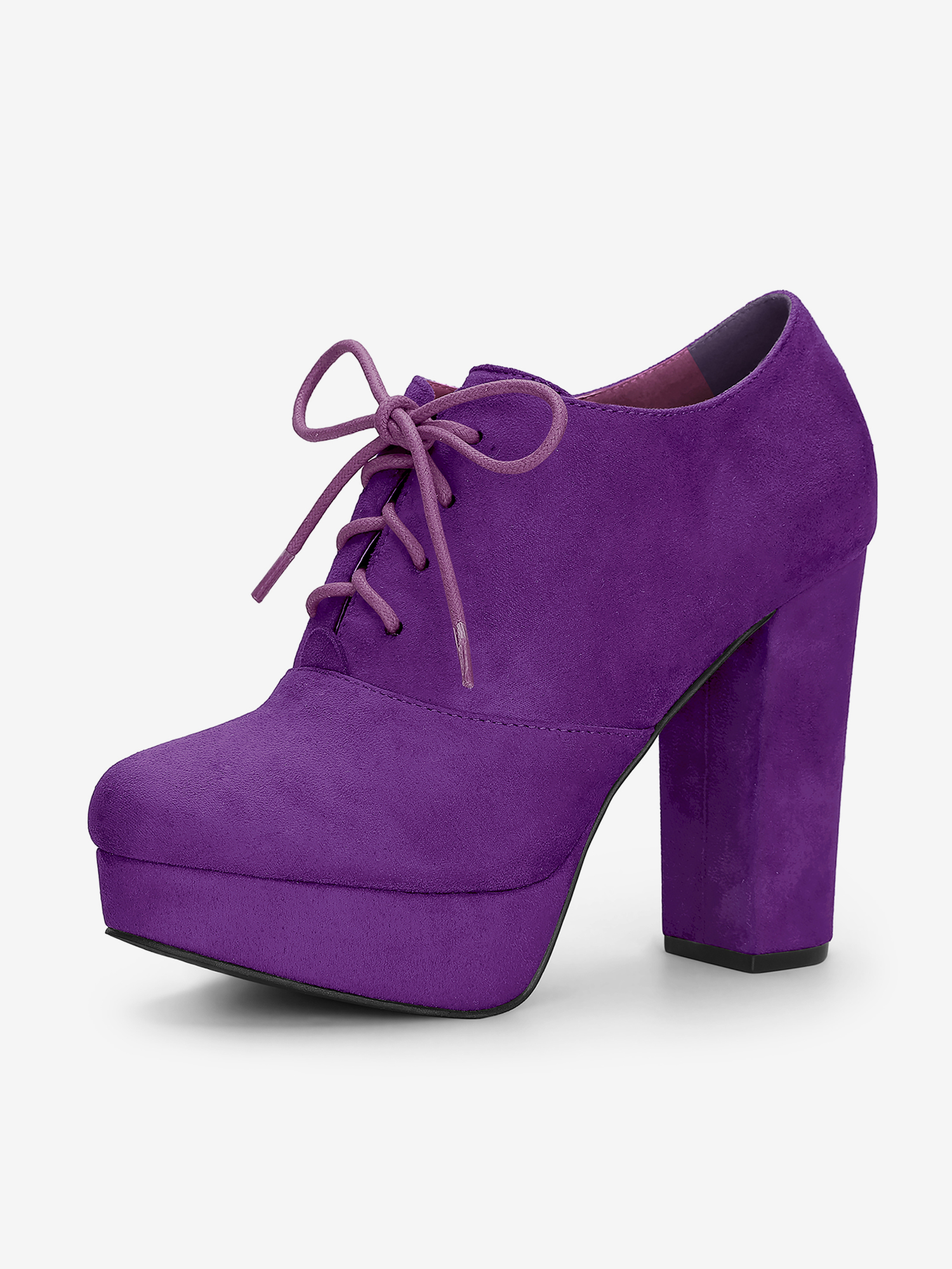 Platform Chunky Heel Lace Up Leopard Print Booties Purple/11 - Allegra K catalog