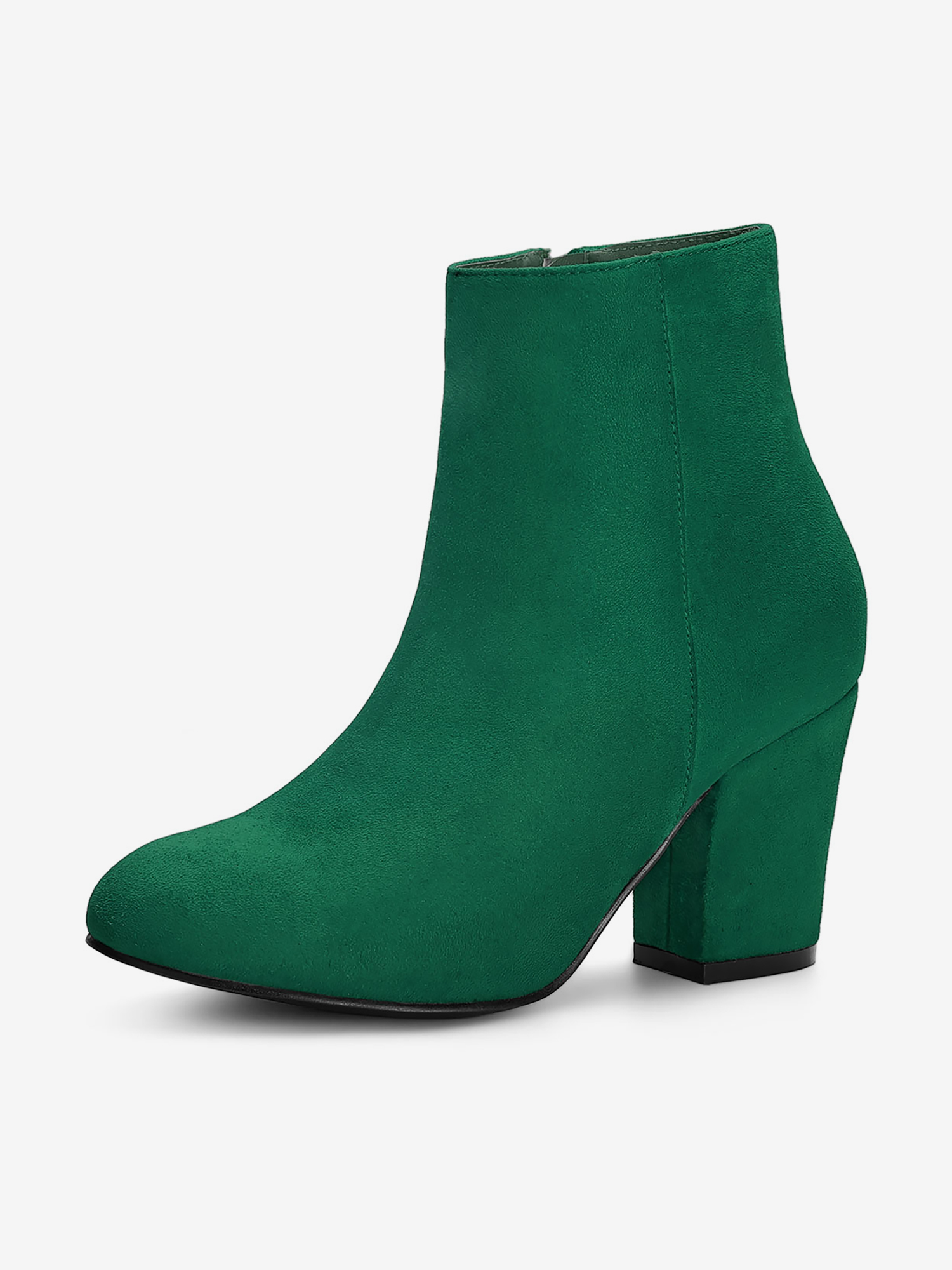 Round Toe Side Zip Chunky Heel Ankle Boots Emerald Green/9 - Allegra K catalog
