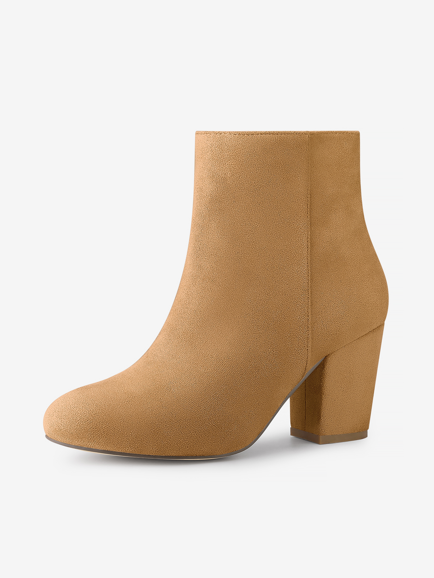 Round Toe Side Zip Chunky Heel Ankle Boots Brown/10 - Allegra K catalog