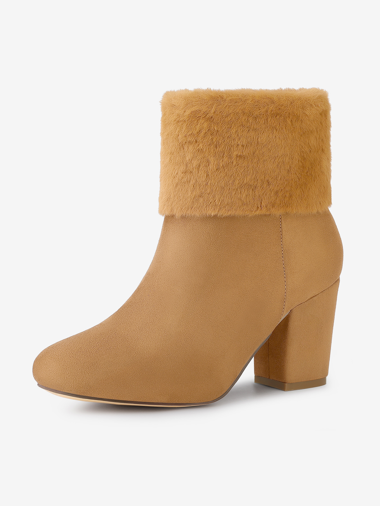 Christmas Faux Fur Chunky Heel Ankle Boots Brown/9 - Allegra K catalog