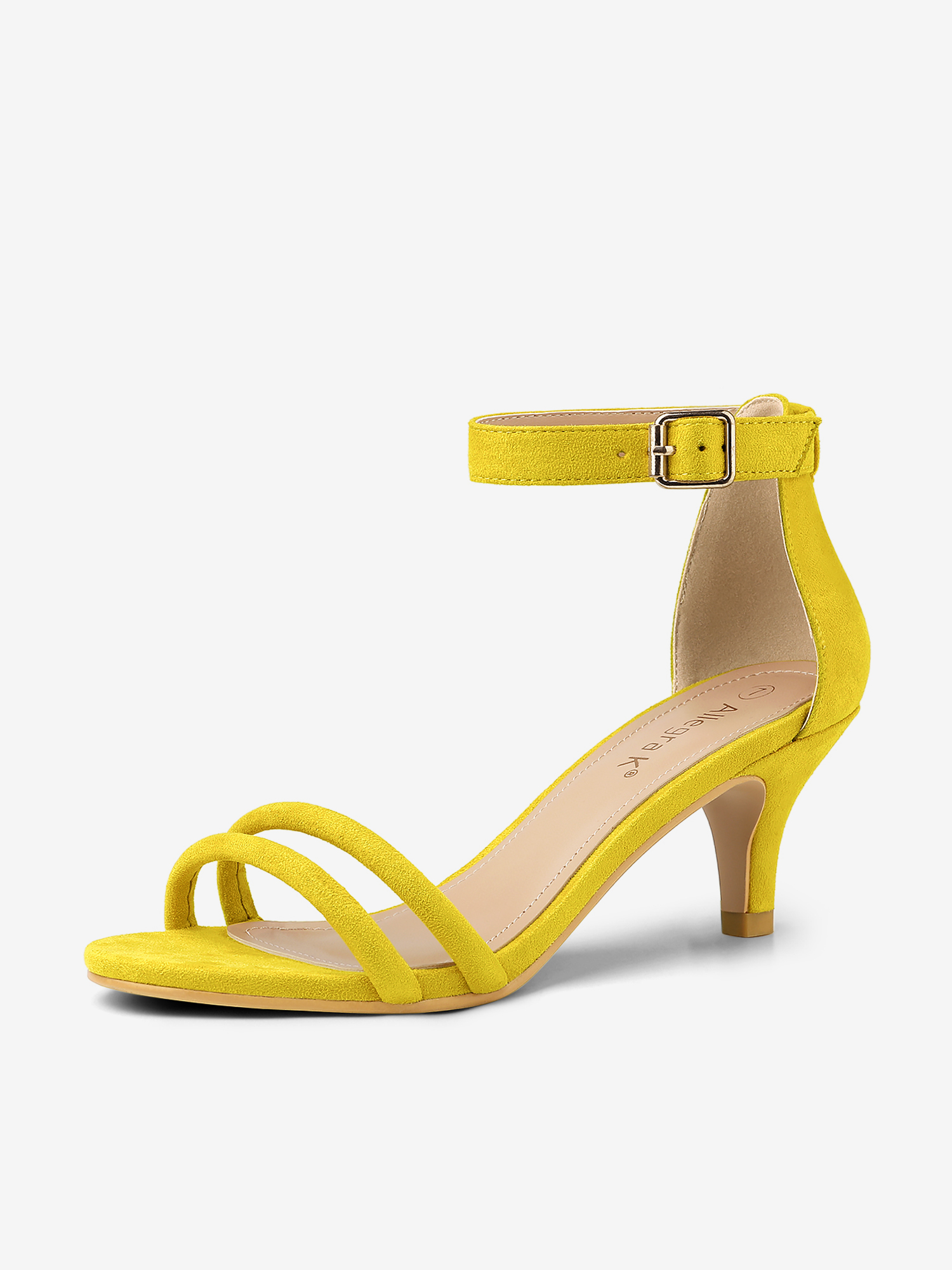 Kitten Heel Ankle Strap Sandals Shoes Yellow/9 - Allegra K catalog