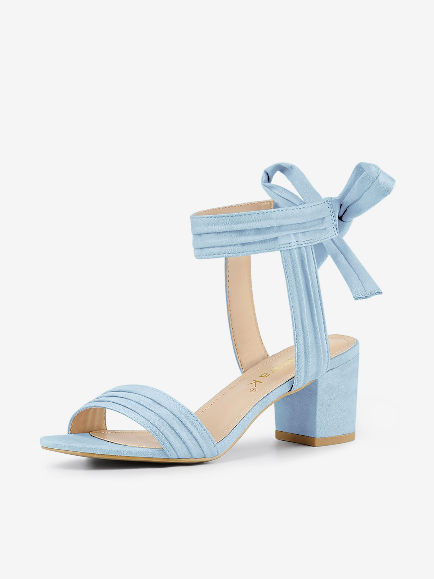 Open Toe Ankle Tie Back Block Heel Sandals Sky Blue/5.5 - Allegra K catalog