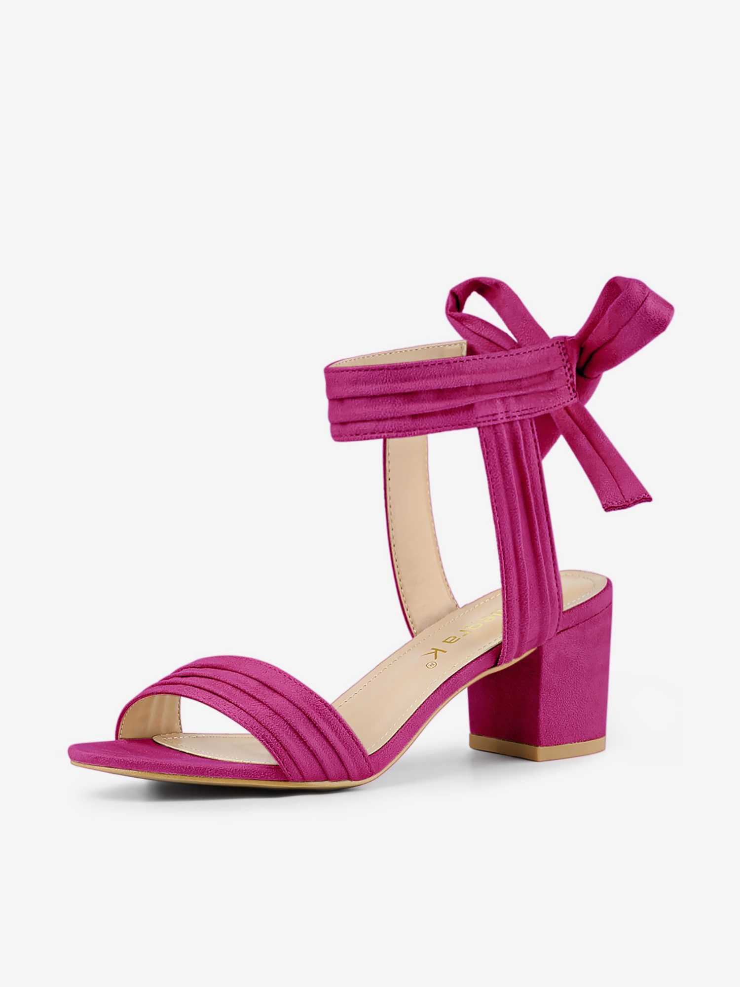 Open Toe Ankle Tie Back Block Heel Sandals Hot Pink/8 - Allegra K catalog