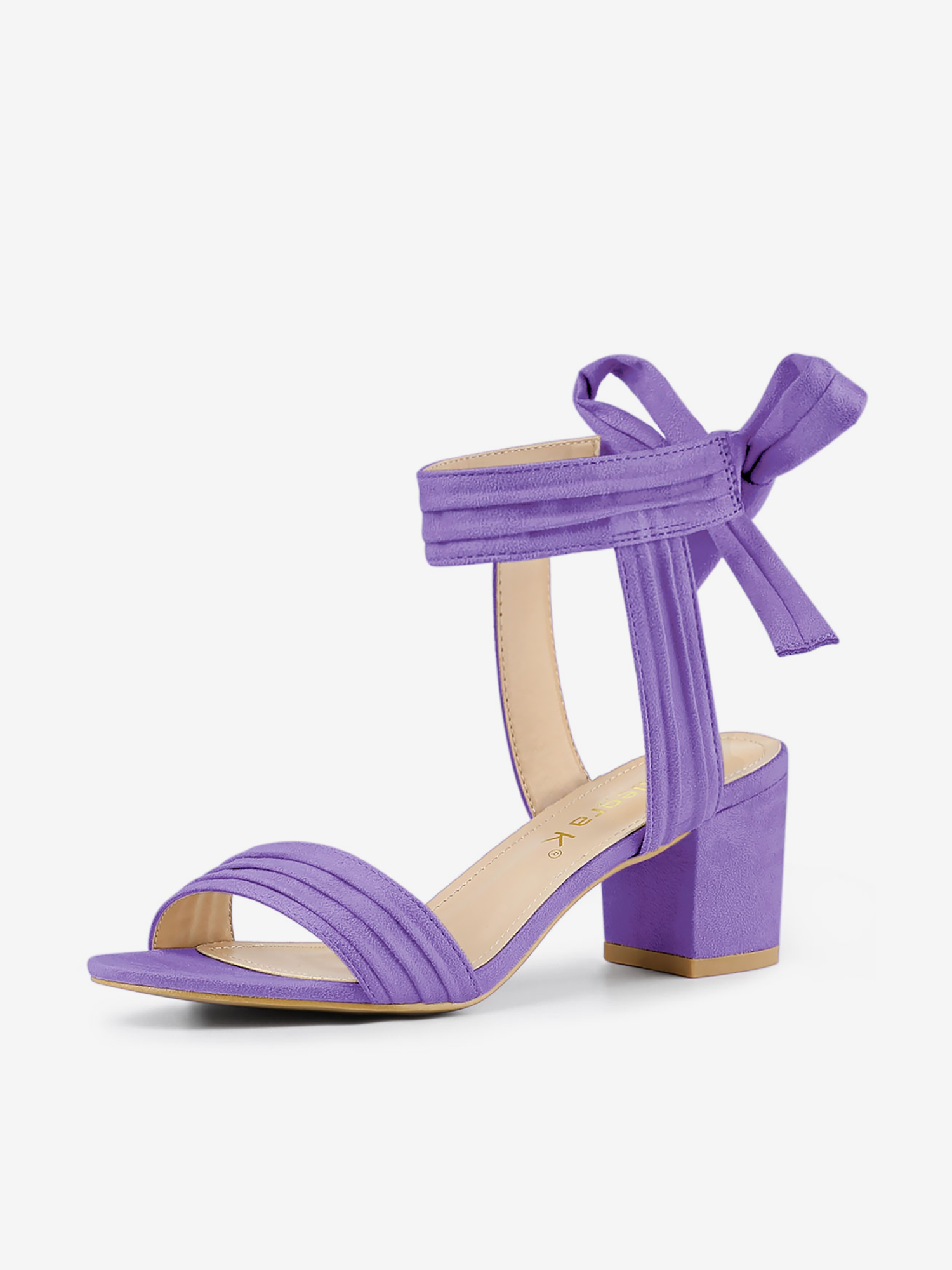 Open Toe Ankle Tie Back Block Heel Sandals Purple/8 - Allegra K catalog