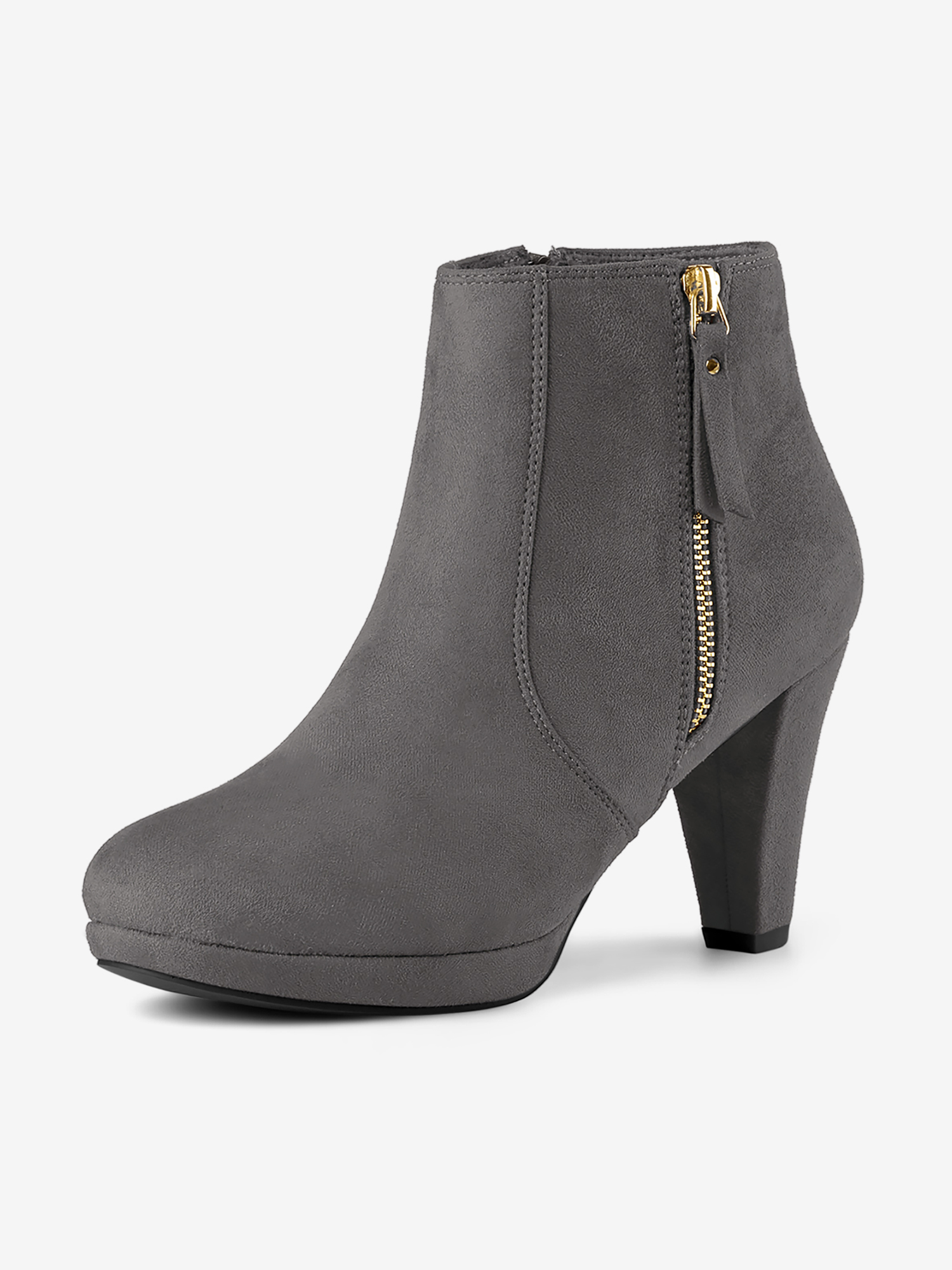 Side Zipper Low Platform Chunky Heel Ankle Booties Grey/6.5 - Allegra K catalog
