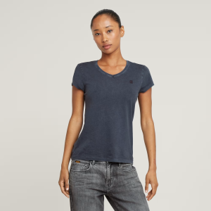 Overdyed Eyben Slim V-Neck Top 2.0 - Dark blue - Women - T-Shirts G-Star RAW