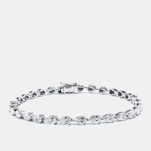3.5 cts Pear Lab Grown Diamonds 18k White Gold Bracelet, Bracelets - Luxury Closet