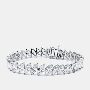 20.5 cts Marquise Lab Grown Diamonds 18k White Gold Bracelet, Bracelets - Luxury Closet