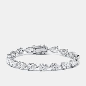 18.5 cts Pear Lab Grown Diamonds 18k White Gold Bracelet, Bracelets - Luxury Closet