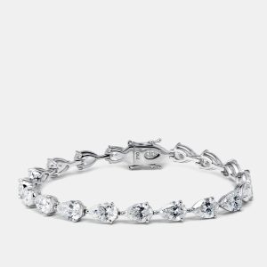 13.5 cts Pear Lab Grown Diamonds 18k White Gold Bracelet, Bracelets - Luxury Closet