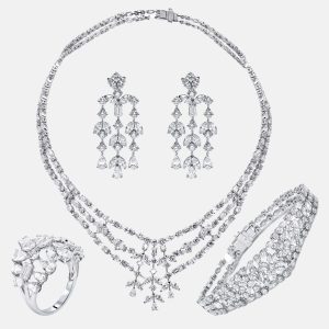 70 cts  Lab Grown Diamond 18k White Gold Necklace Set, Necklaces - Luxury Closet