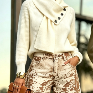 High ElasticityCasual Plain Turtleneck Sweater, Pullovers, color:Off White|size:XXL, Stylewe
