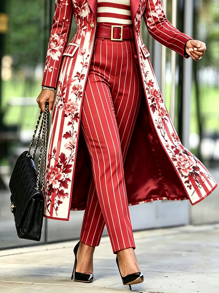 Urban Striped Straight Pants No Belt, Pants, color:As Picture|size:XXL, Stylewe - Image 2