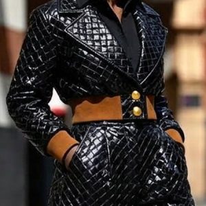 Urban Split Joint Color Block Lapel Collar Faux Leather Coat, Outerwear, color:Black-brown|size:XXL, Stylewe