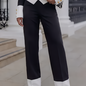 Urban Color Block Split Joint Straight Pants, Pants, color:As Picture|size:XXL, Stylewe