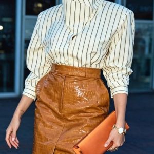 Urban Striped Stand Collar Shirt, Blouses and Shirts, color:Beige|size:XXL, Stylewe