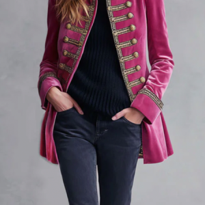 Micro-Elasticity Urban Color Block Stand Collar Jacket, Jackets, color:Rose Red|size:XXL, Stylewe