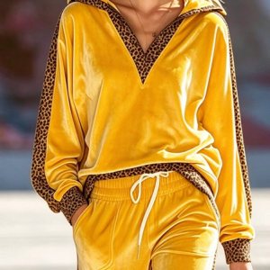 Velvet Casual Leopard Printing Hoodie, Hoodies and Sweatshirts, color:As Picture|size:XXL, Stylewe
