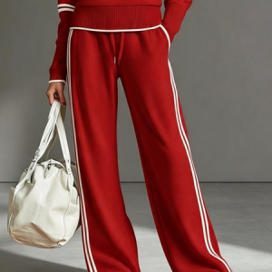 Urban Color Block Straight Pants, Pants, color:Red|size:XXL, Stylewe