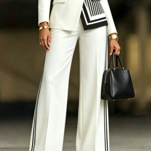Regular Fit Urban Striped Straight Long Pants, Pants, color:As Picture|size:XXL, Stylewe