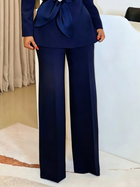 Elegant Plain Straight Pants, Pants, color:Blue|size:XXL, Stylewe - Image 2