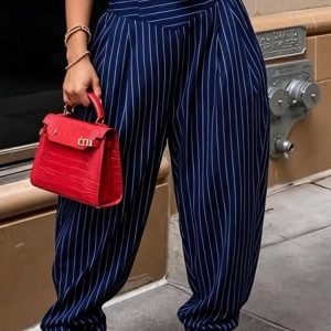 Urban Striped Printing Slim Taper Pants, Pants, color:Blue|size:XXL, Stylewe