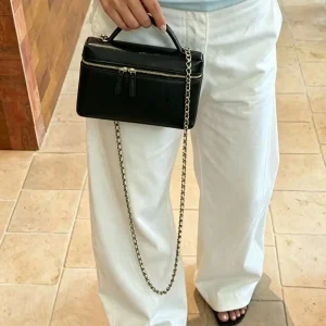 With Box (Size:23x15x5cm) Classic Women's Handbag Elegant Black Genuine Leather Cosmetic Bag with Gold Chain LE2 - AliExpress Women's Handbags